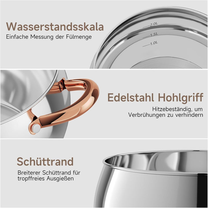 Topfset Scheffler 10tlg Induktions Töpfe Set, Edelstahl-Kochtopfset mit Deckel, Für alle Herdarten g