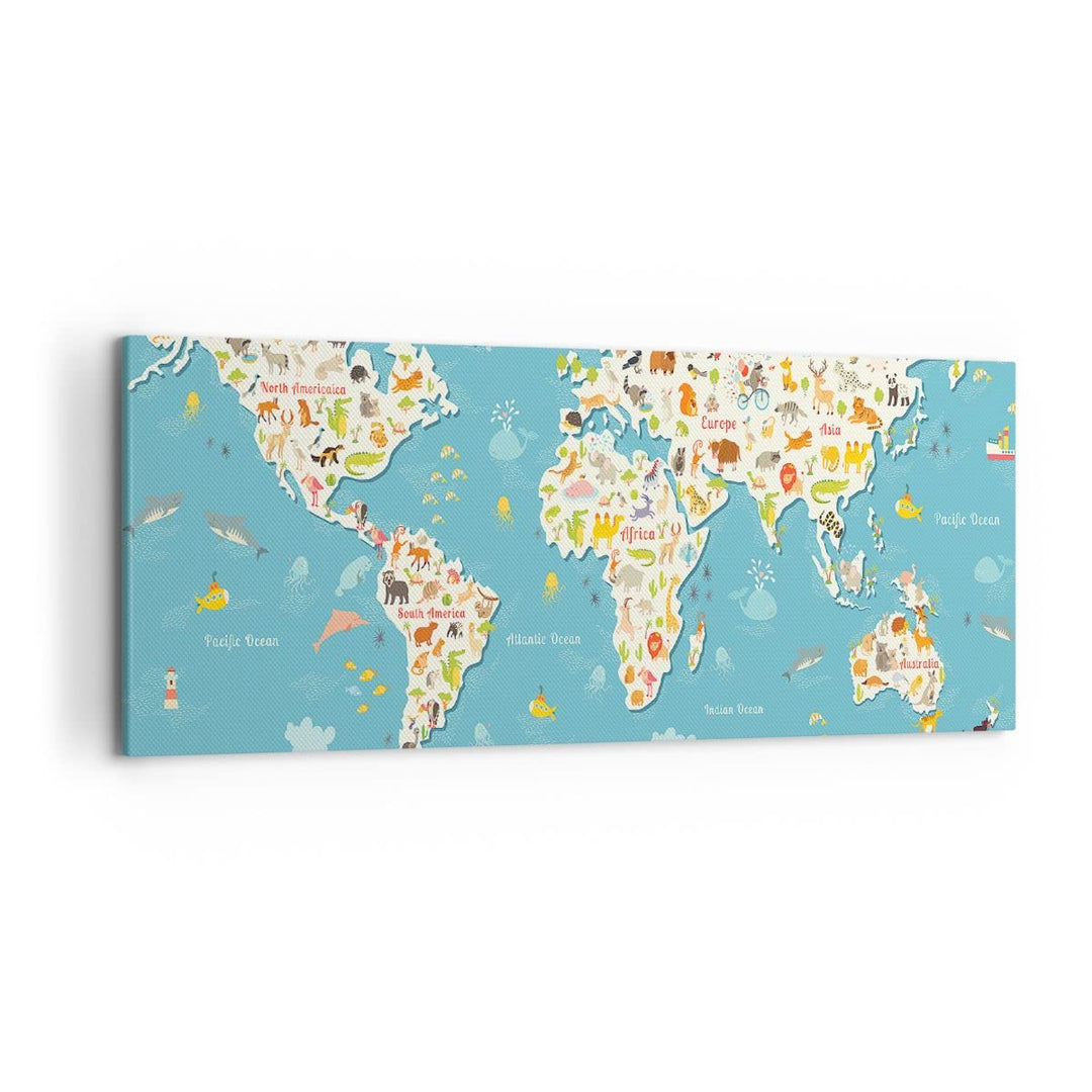 Wandbilder Dekoration Wohnzimmer Geographie Globus Grafik Illustration Bilder auf Leinwand 120x50cm