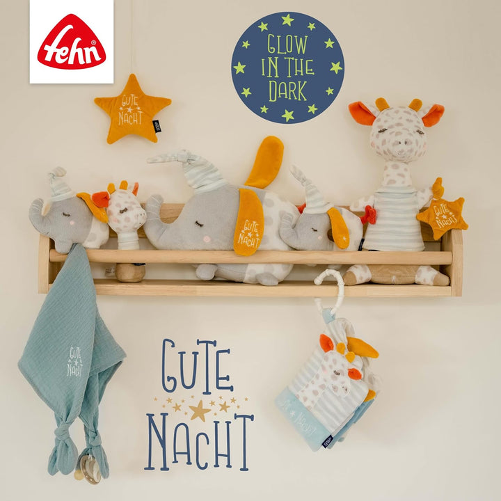Fehn Nachtlicht Elefant – Schlummerlicht & Einschlafhilfe: Kuscheltier mit „Glow-in-The-Dark“-Bestic