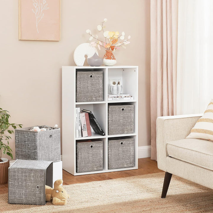 SONGMICS Aufbewahrungsbox, 6er Set, Ordnungsboxen aus Vliesstoff mit Griff, Boxen Aufbewahrung, 30 x
