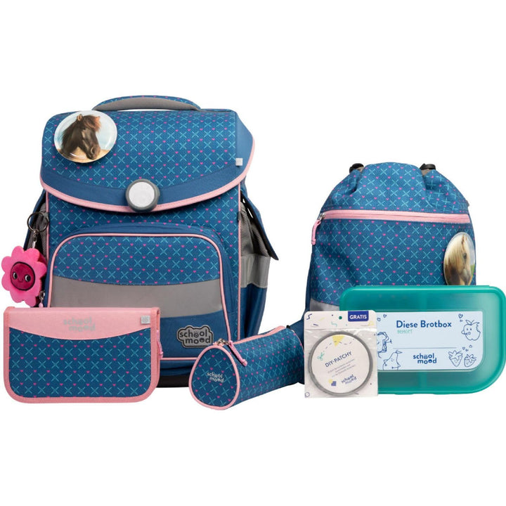 SCHOOL-MOOD Timeless Pro Schulranzenset 7-teilig 23,5L Stauraum, ergonomisches Easy Fit System für 1