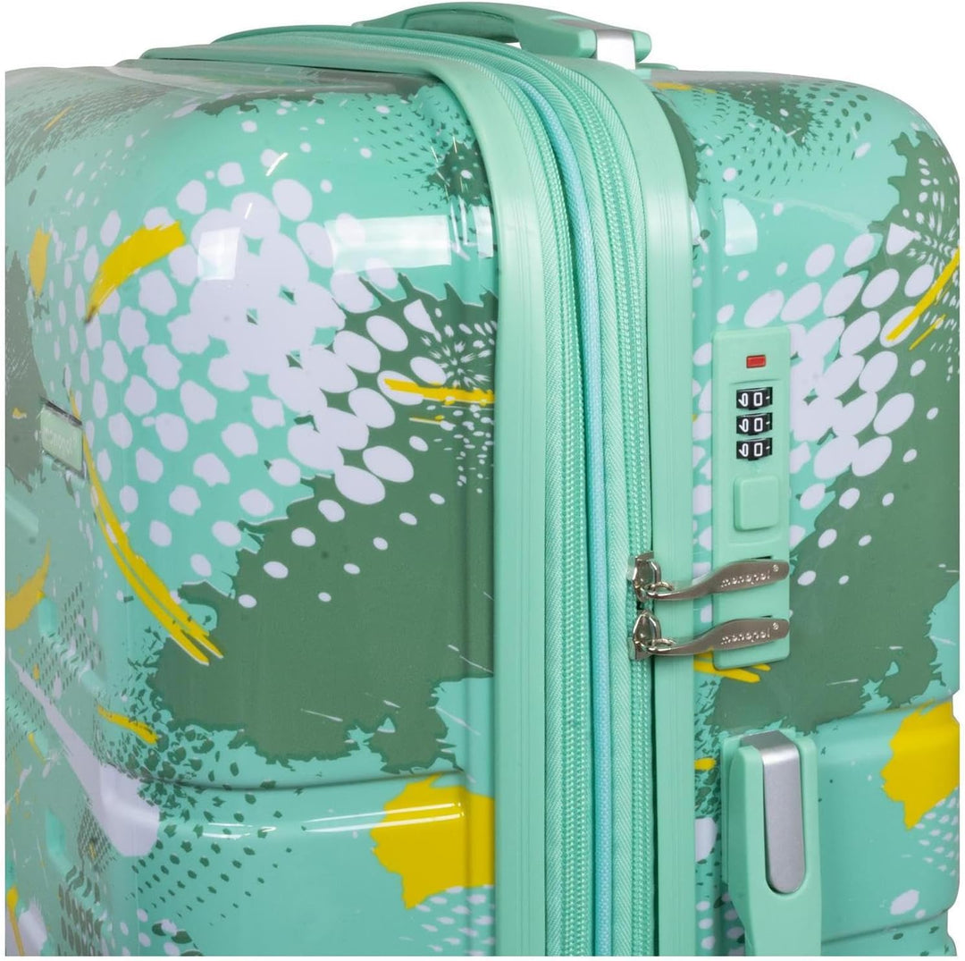 Hartschalen Koffer Trolley Cespara mit Dehnfalte mit modernem Motiv Print - Farbe Grün - Gr. XL