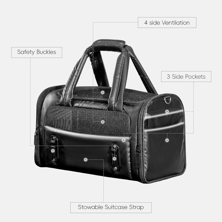 Hundetasche Flugzeug faltbar mit Sichtschutz, Antihaft-Matte, Auto Patentierte Sicherheitsschnallen