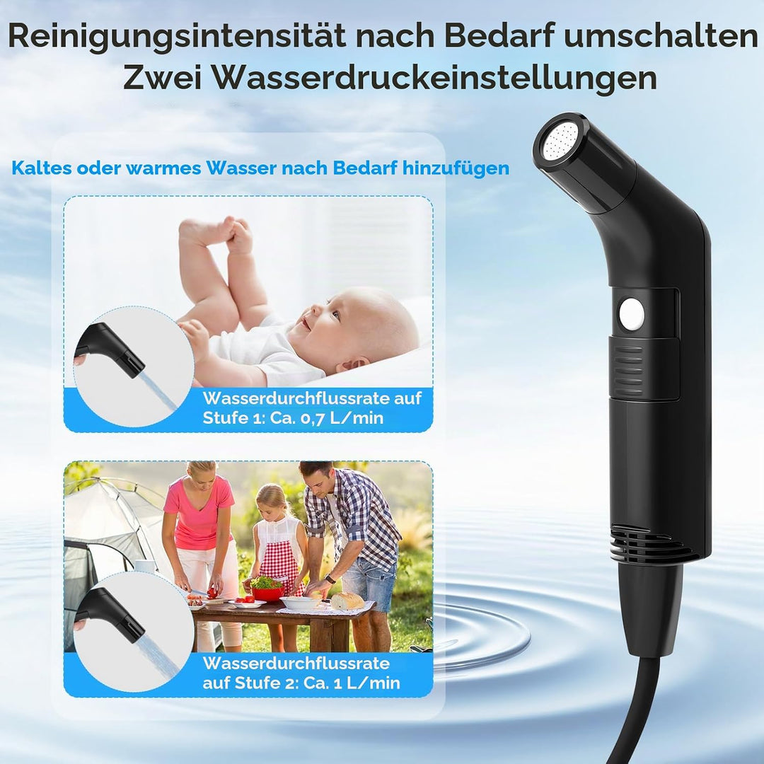 Elektrisches Reise Bidet 2.3L, Electric Bidet Mobiles Portable Bidet mit 1.2M Schlauch, Tragbar für