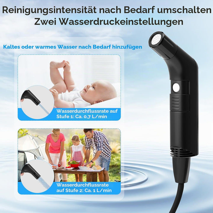 Elektrisches Reise Bidet 2.3L, Electric Bidet Mobiles Portable Bidet mit 1.2M Schlauch, Tragbar für