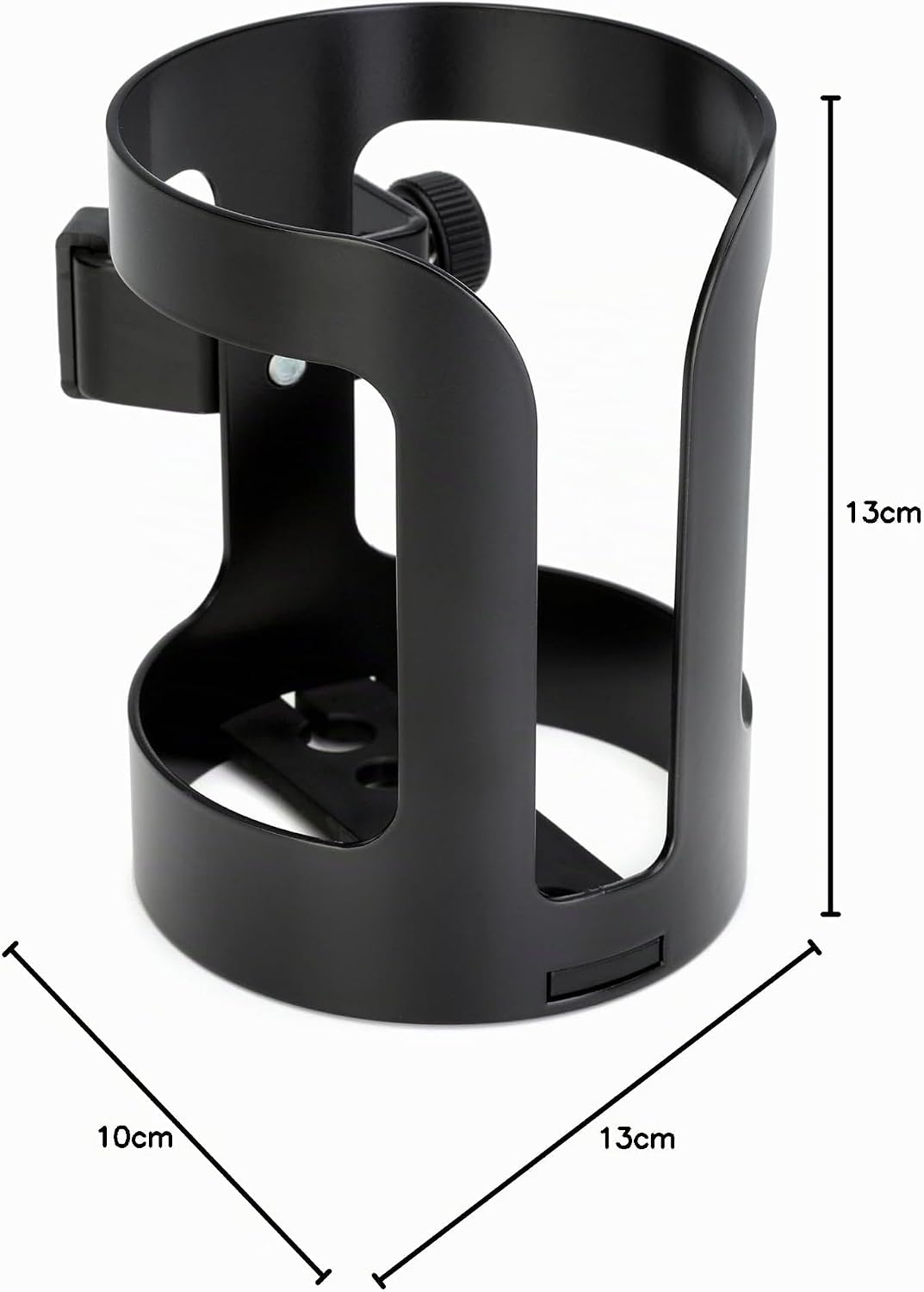 K&M 16022 Universal Getränkehalter Schwarz - aus Stahl - flexible und stabile Ablagefläche, anschrau