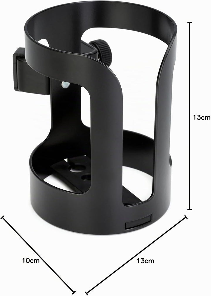 K&M 16022 Universal Getränkehalter Schwarz - aus Stahl - flexible und stabile Ablagefläche, anschrau