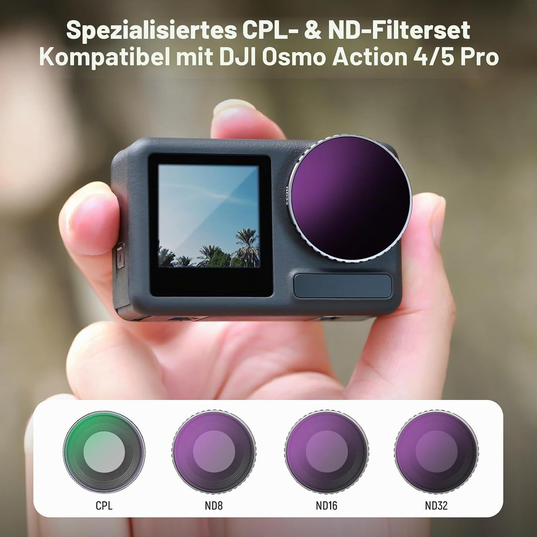 NEEWER ND Filter kompatibel mit DJI Osmo Action 4, 4er Pack ND8 ND16 ND32 CPL Polarisator Neutraldic