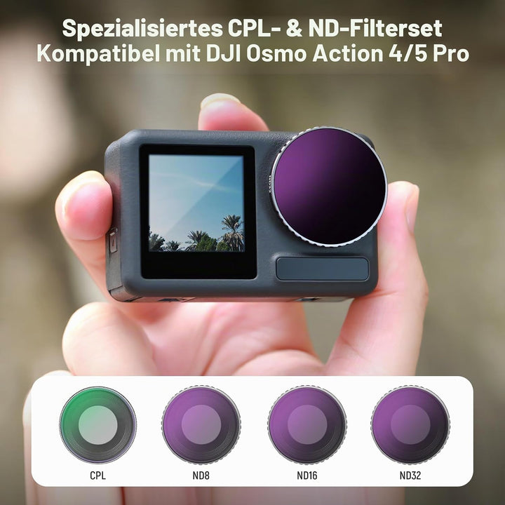 NEEWER ND Filter kompatibel mit DJI Osmo Action 4, 4er Pack ND8 ND16 ND32 CPL Polarisator Neutraldic