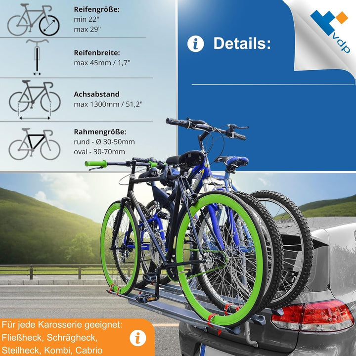 MENABO Logic Fahrrad Heckträger kompatibel mit VW Polo ab 1995 3 Räder Fahrradträger