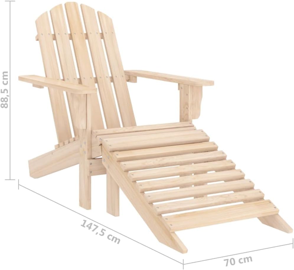 vidaXL Tannenholz Massiv Adirondack Gartenstuhl mit Fussstütze Liegestuhl Deckchair Gartenliege Gart