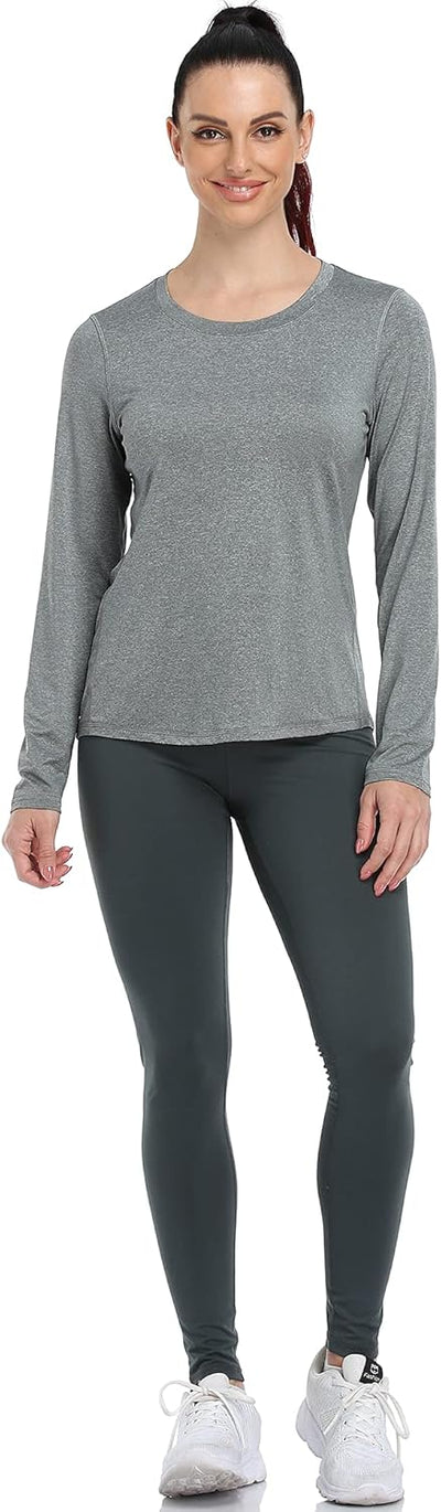 icyzone Damen Sport Shirt Langarm 3er Pack Atmungsaktive Laufshirt Funktionsshirt für Gym Fitness XX