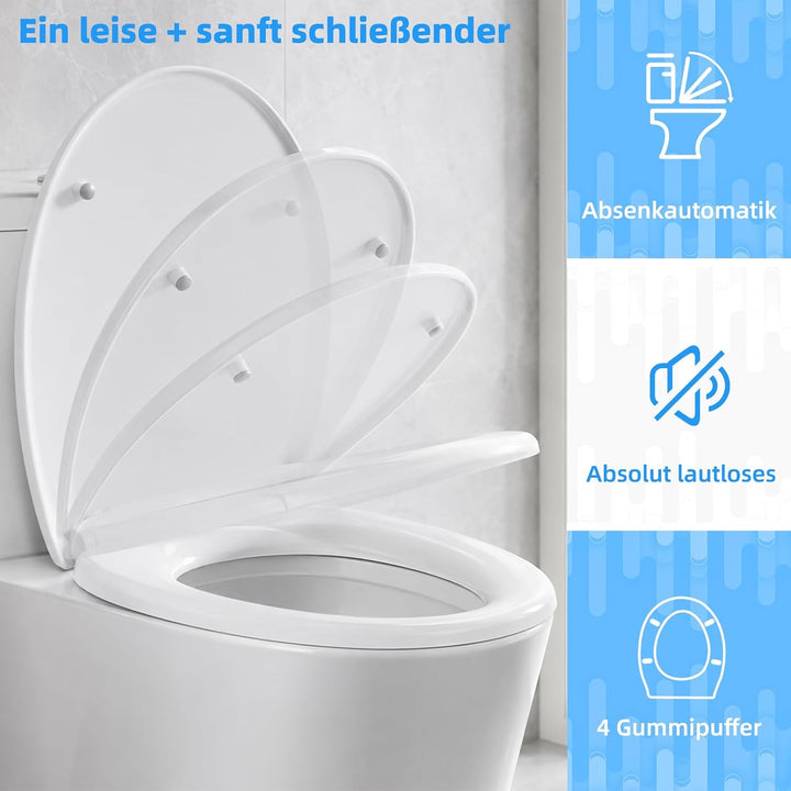 WC Sitz Mit Absenkautomatik [Verbesserte Version],Toilettendeckel 0-Form Hochwertige Und Stabile Ant