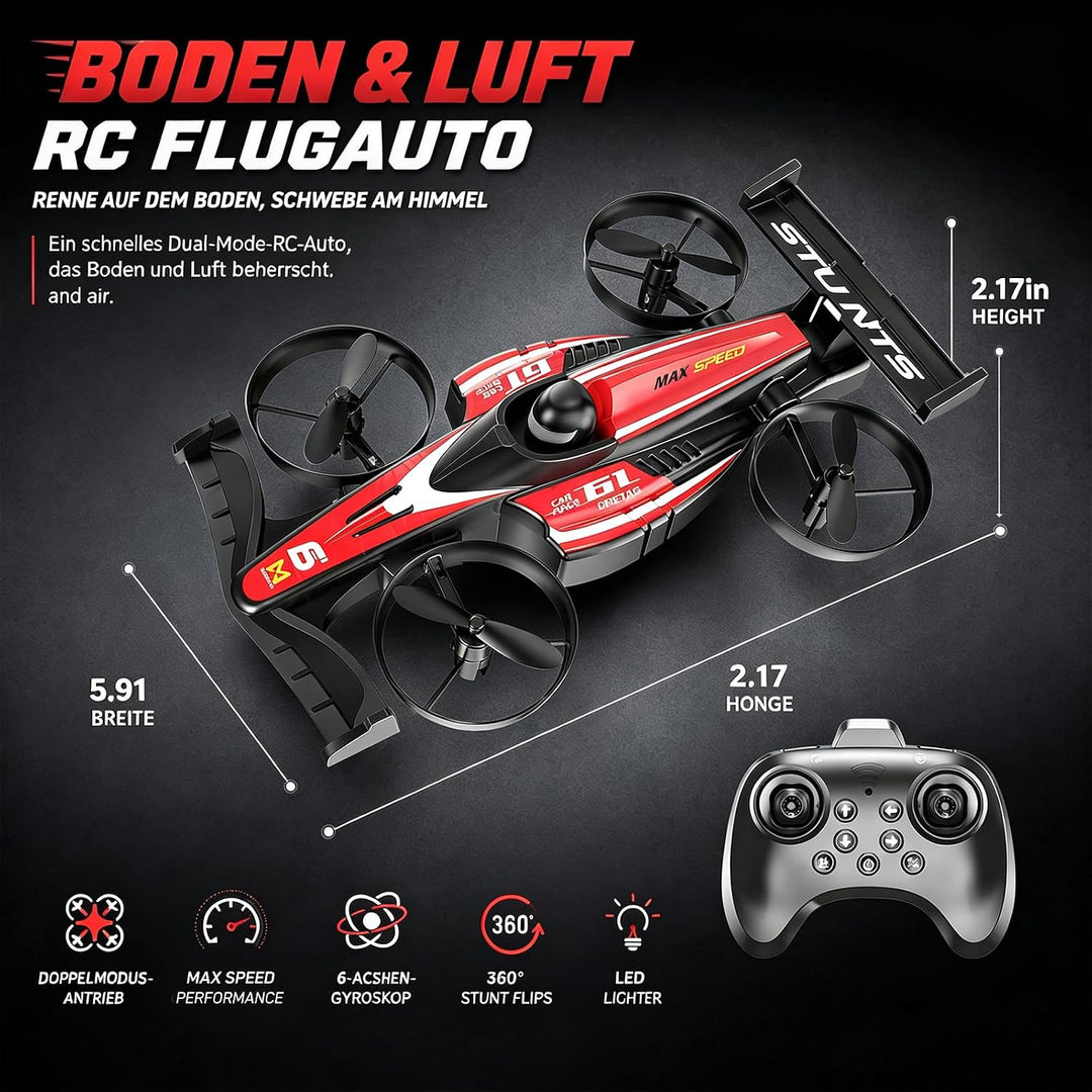 Mini Drohne für Kinder, 2 in 1 RC Quadrocopter mit Landmodus and Flugmodus, One Key Start Höhenhaltu