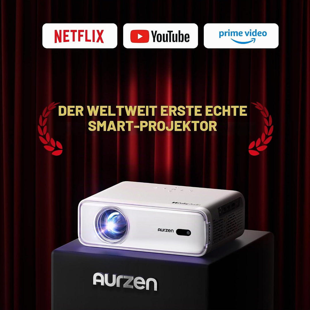Aurzen Eazze D1 Smart Beamer und 180° Verstellbarer Projektor-Ständer im Bundle – Heimkino-bereit, k