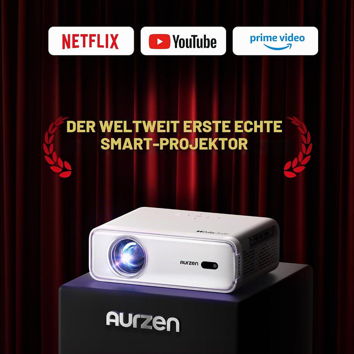 Aurzen Eazze D1 Smart Beamer und 180° Verstellbarer Projektor-Ständer im Bundle – Heimkino-bereit, k
