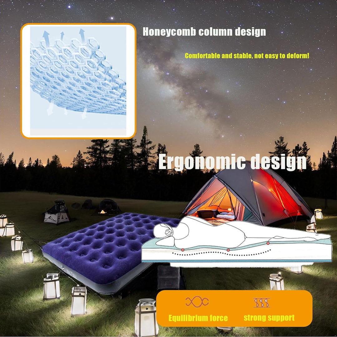 Icelus Doppel Aufblasbares Luftbett 204x 153 x 23 cm mit Luftpumpe,Campingmatratze Luftmatratze Aufb