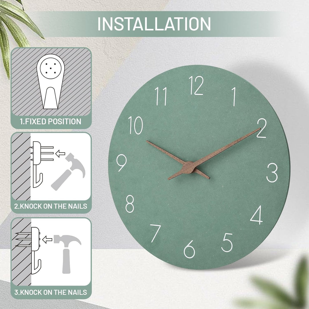 Warminn MDF Holz Wanduhr Ohne TickgeräUsche Lautlos Modern 30cm Quarz Gross Batterie Betriebene Wand
