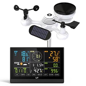 LFF Wetterstation Funk mit Aussensensor, Funkwetterstation mit DCF-Funkuhr, Regenmesser, windmesser,