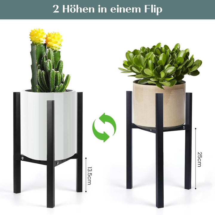 2er Set Verstellbarer Pflanzenständer mit Rollen,Blumengestell aus Metall Schwerlast-Halterungsgeste