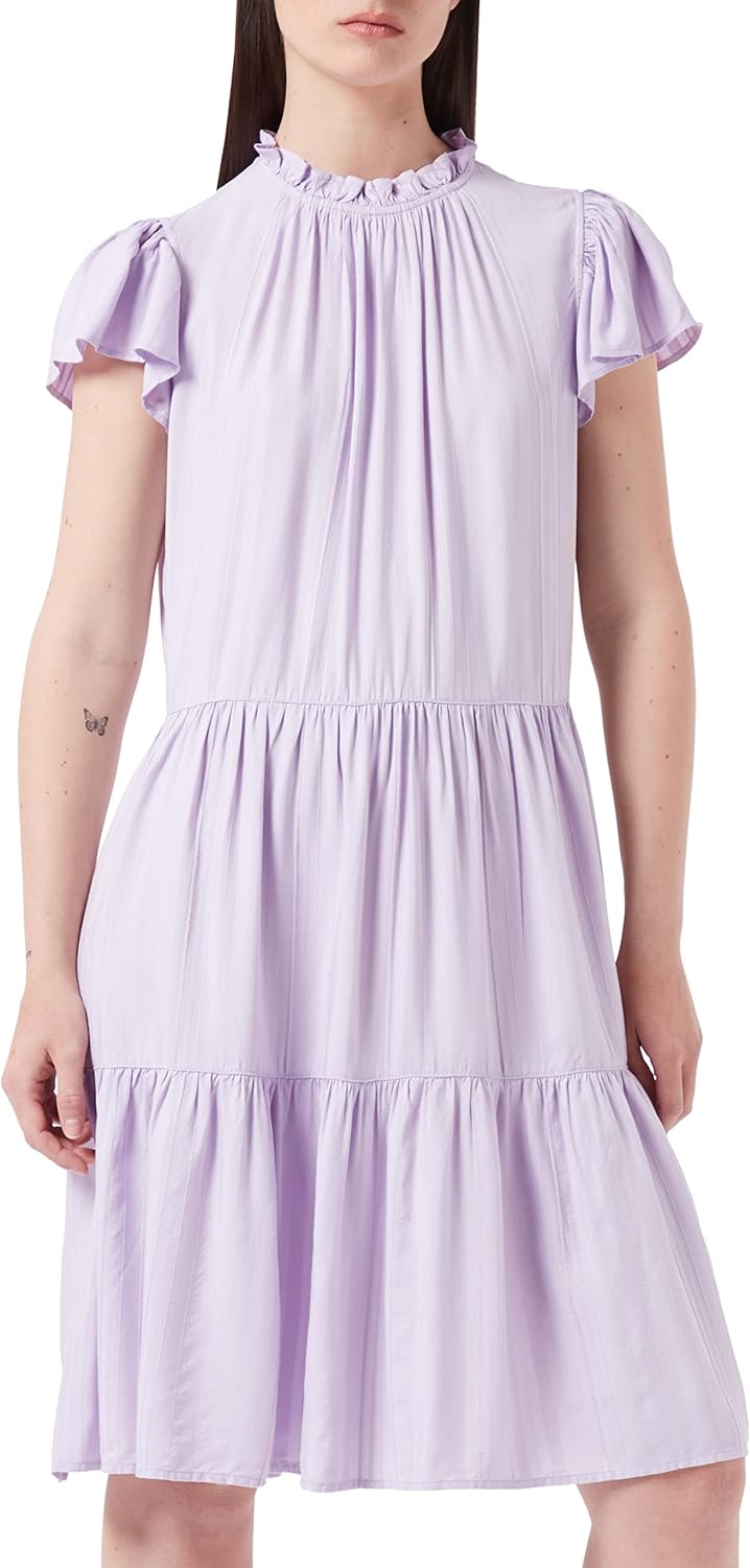 ESPRIT Kleid mit Rüschen-Kragen, LENZING™ ECOVERO™ XS 570/Lavender, XS 570/Lavender