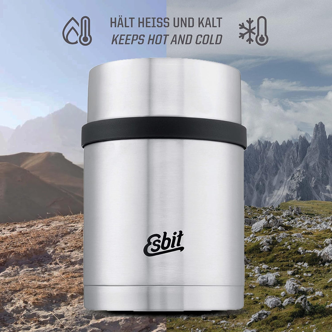 Esbit Thermobehälter Sculptor für Essen - Warmhaltebehälter 1000 ml in Edelstahl - aus Edelstahl für