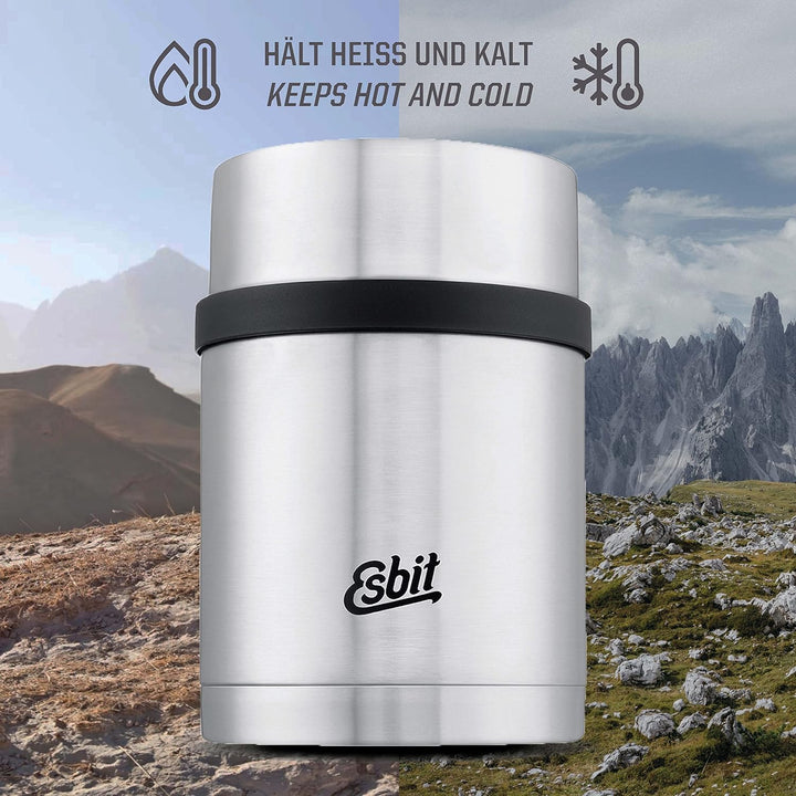 Esbit Thermobehälter Sculptor für Essen - Warmhaltebehälter 1000 ml in Edelstahl - aus Edelstahl für