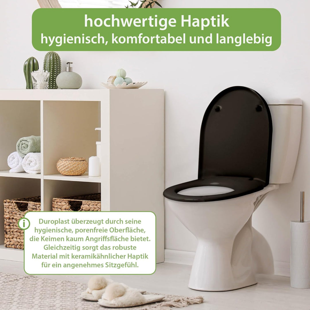 banjado WC Sitz mit Absenkautomatik D Form - Toilettendeckel mit Absenkautomatik D Form - Klodeckel