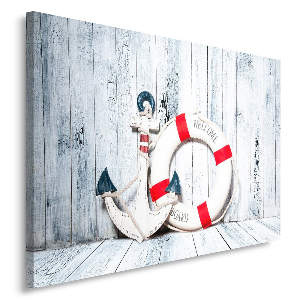 Feeby, Leinwandbild, Bilder, Wand Bild, Wandbilder, Kunstdruck 70x100cm, Marine, Hampton, Anker, RET