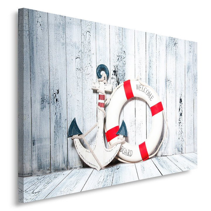 Feeby, Leinwandbild, Bilder, Wand Bild, Wandbilder, Kunstdruck 70x100cm, Marine, Hampton, Anker, RET