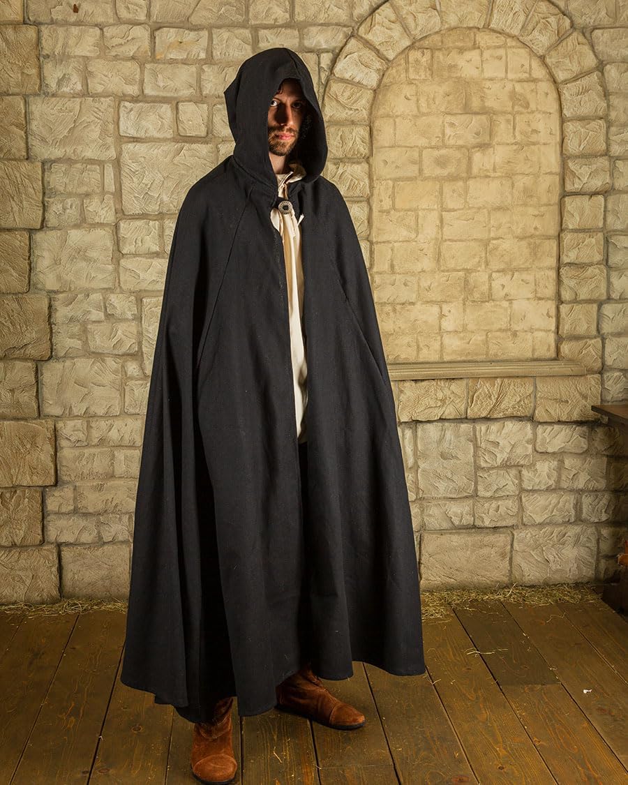 MYTHOLON Gora Umhang mit Kapuze, Kostüm aus Canvas, Mittelalter LARP, Verkleidung Damen Herren, Bord