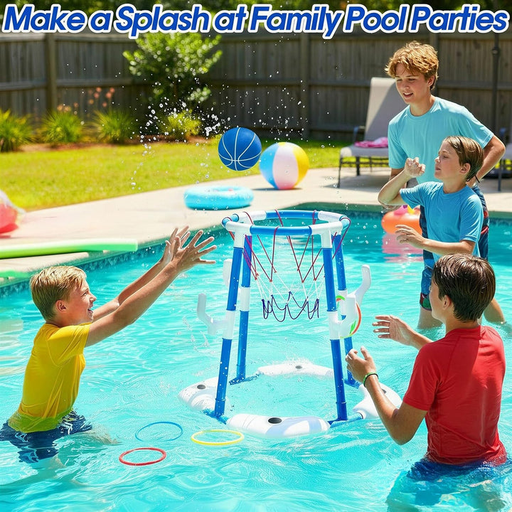 Pool-Basketballkorb für Kinder, 3-In-1 Pool Spielzeug Wasserspielzeug | Schwimmendes Oberirdisches W