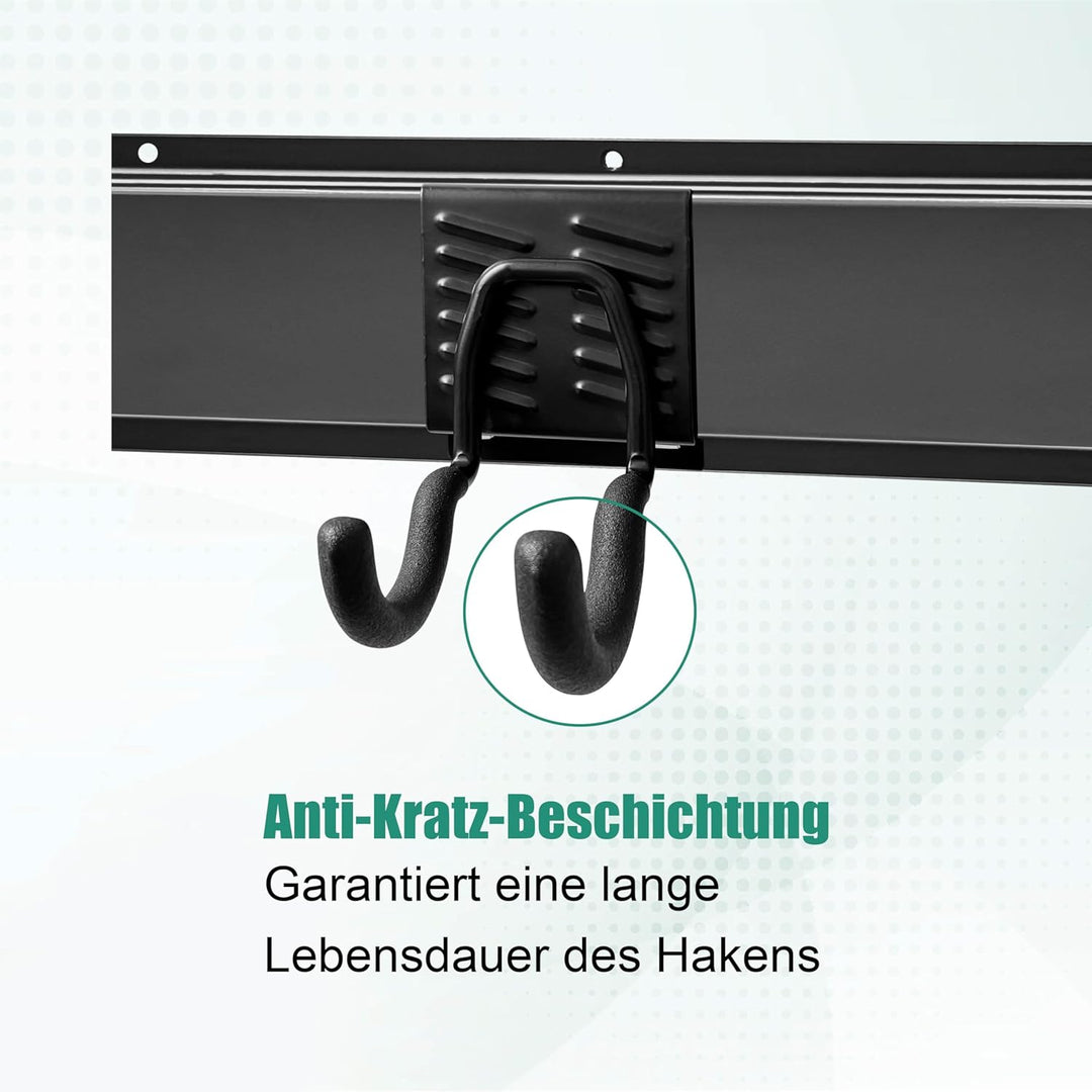 Mimoke Wandhalterung Werkzeugregal für Garage und Garten, 3 Schienen, Vielseitige Hakenkonfiguration