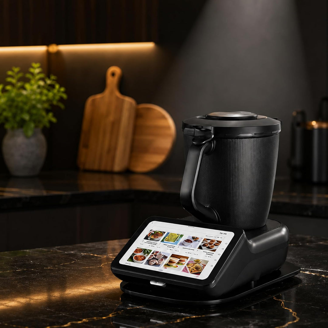 Upgraded Gleitbrett TM7 für Thermomix - Acrylglas Rollbrett mit 360° leichtgängige Teflon-Gleitern,