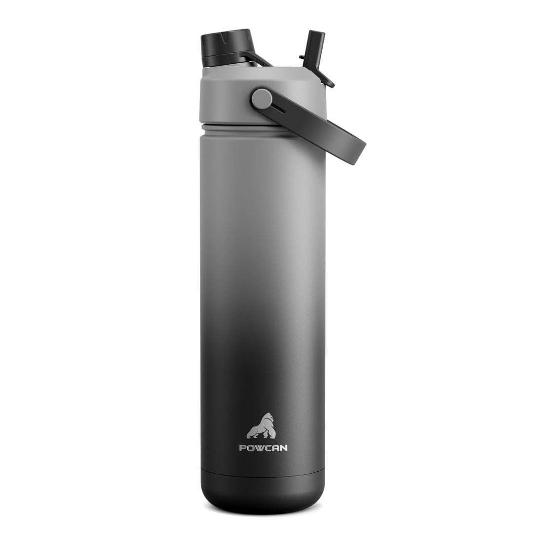 POWCAN Edelstahl Trinkflasche, Auslaufsicher, 2-in-1 Deckel, 769ml | Obsidian, Doppelwandig, 2-in-1