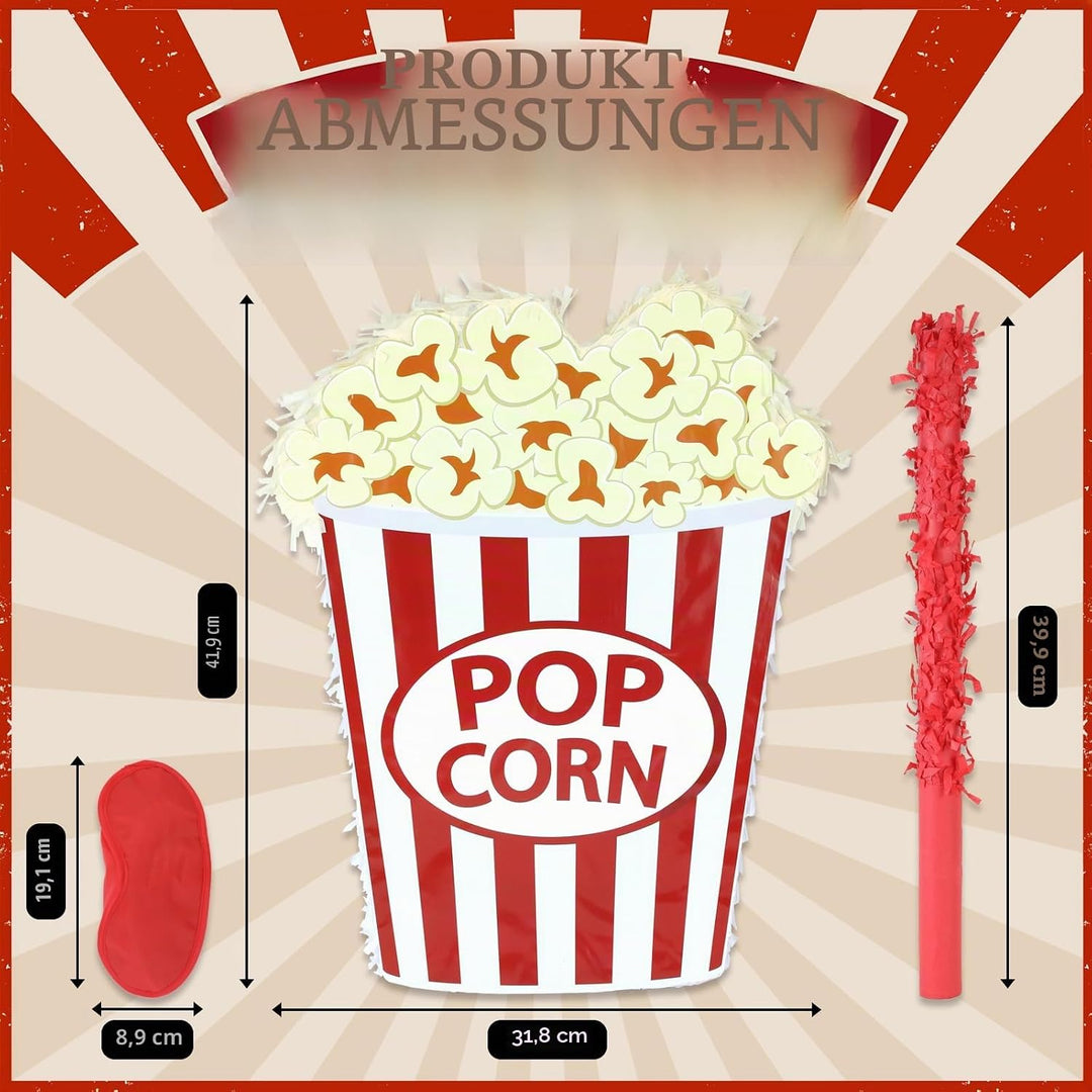 Popcorn-Pinatas-Set mit Augenbinde und Fledermaus (41,5 x 30,5 x 8,9 cm), perfekt für Kindergeburtst