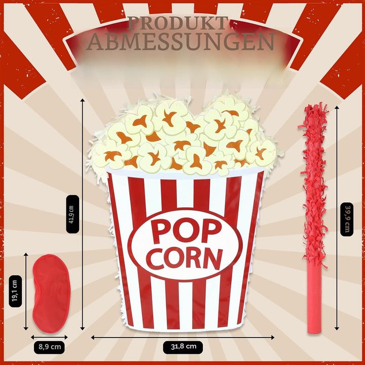 Popcorn-Pinatas-Set mit Augenbinde und Fledermaus (41,5 x 30,5 x 8,9 cm), perfekt für Kindergeburtst