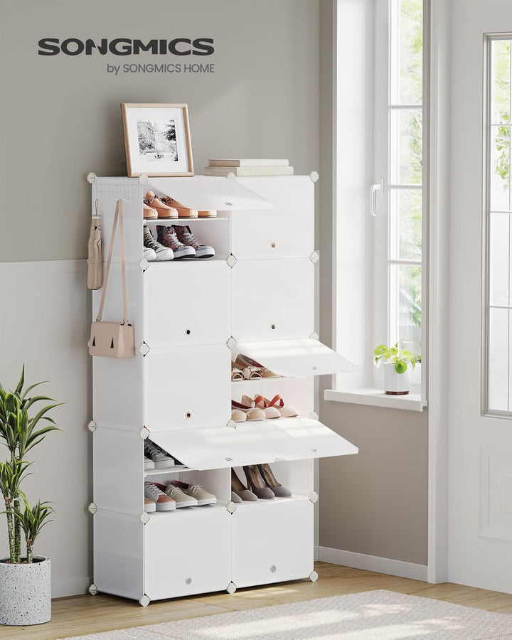 SONGMICS Schuhregal, Schuhschrank, für Garderobe und Eingangsbereich, anpassbar, 10 Fächer, für bis