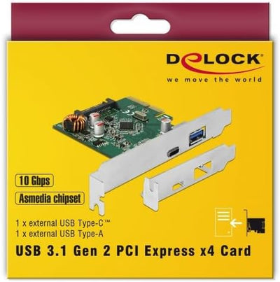 Delock PCI Expr. Card > 1x USB-C + 1x USB-A USB3.1 Gen 2, 90299