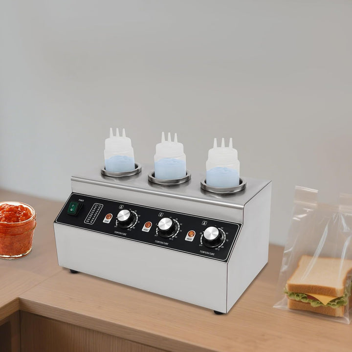 Elektrischer Sossenwärmer Kommerziell, DREI-Flaschen-Käsedispenser für Gastronomie, Saucenstation mi