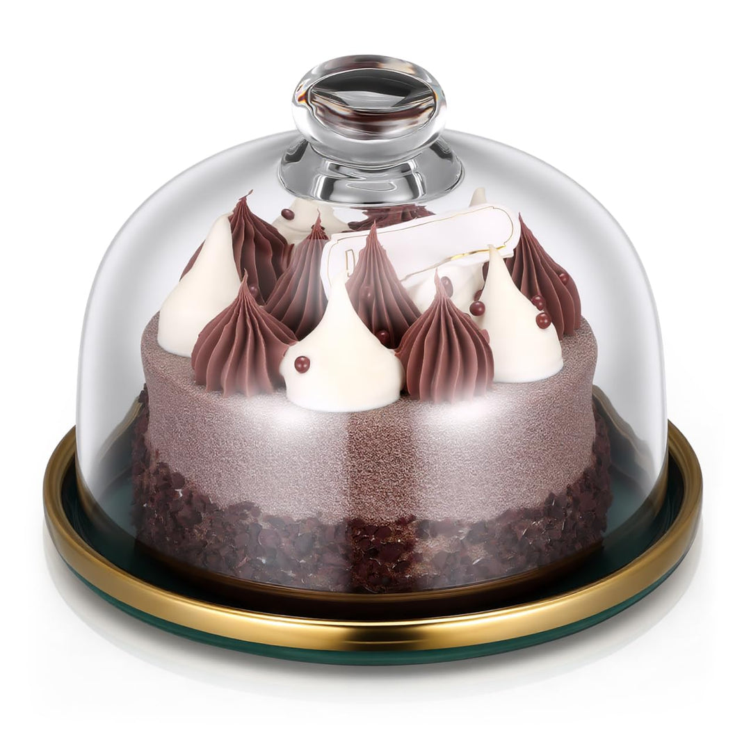 1 Set Kuchenständer Glasglocke Glas Käseglocke mit Keramik Teller Torten Glashaube Kuchenglocke Tort