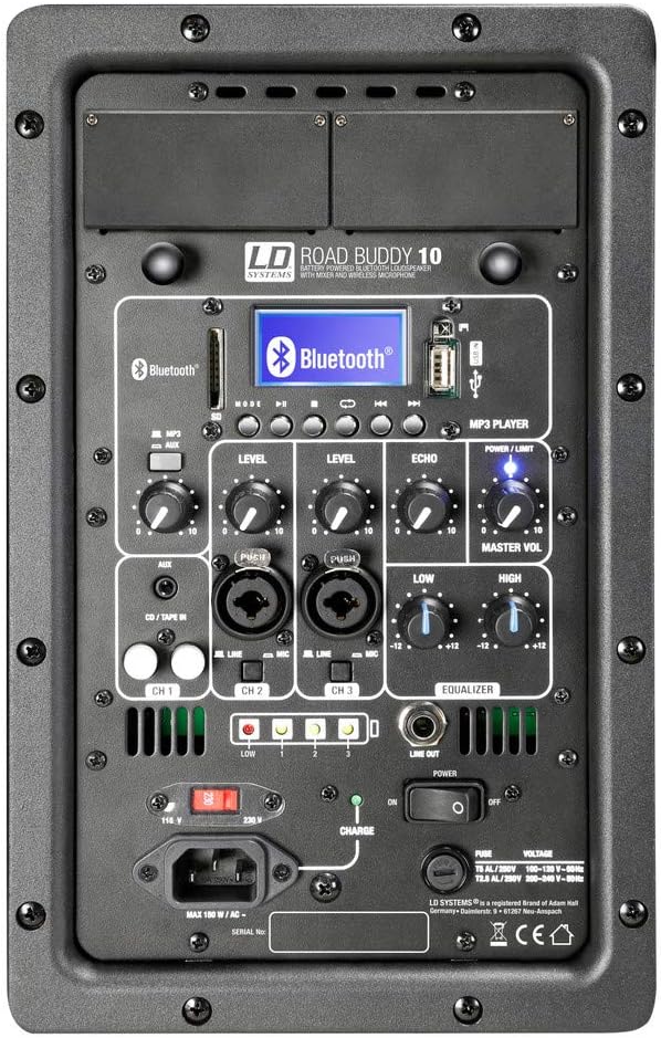 LD Systems ROADBUDDY 10 BASIC - Akkubetriebener Bluetooth-Lautsprecher mit Mixer, schwarz