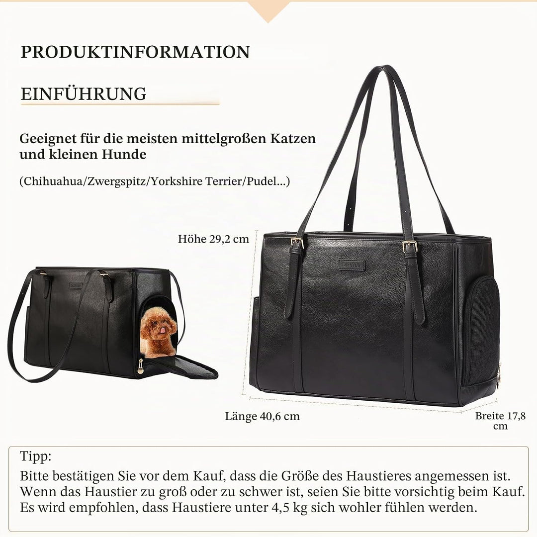 Lasaviin Mode Hund Geldbörse Haustier Tragetasche Ledertasche für kleine Hunde Katzen Welpen, tragba