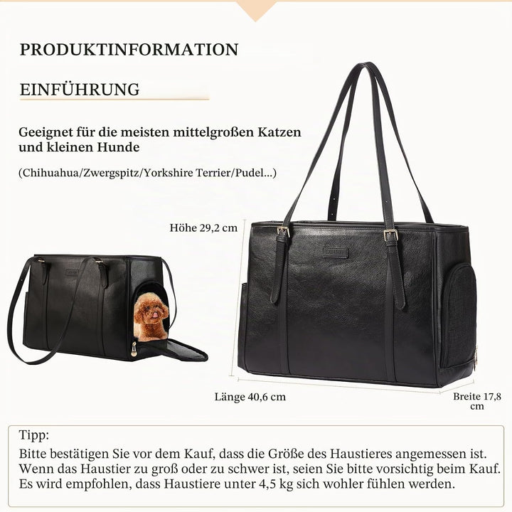 Lasaviin Mode Hund Geldbörse Haustier Tragetasche Ledertasche für kleine Hunde Katzen Welpen, tragba