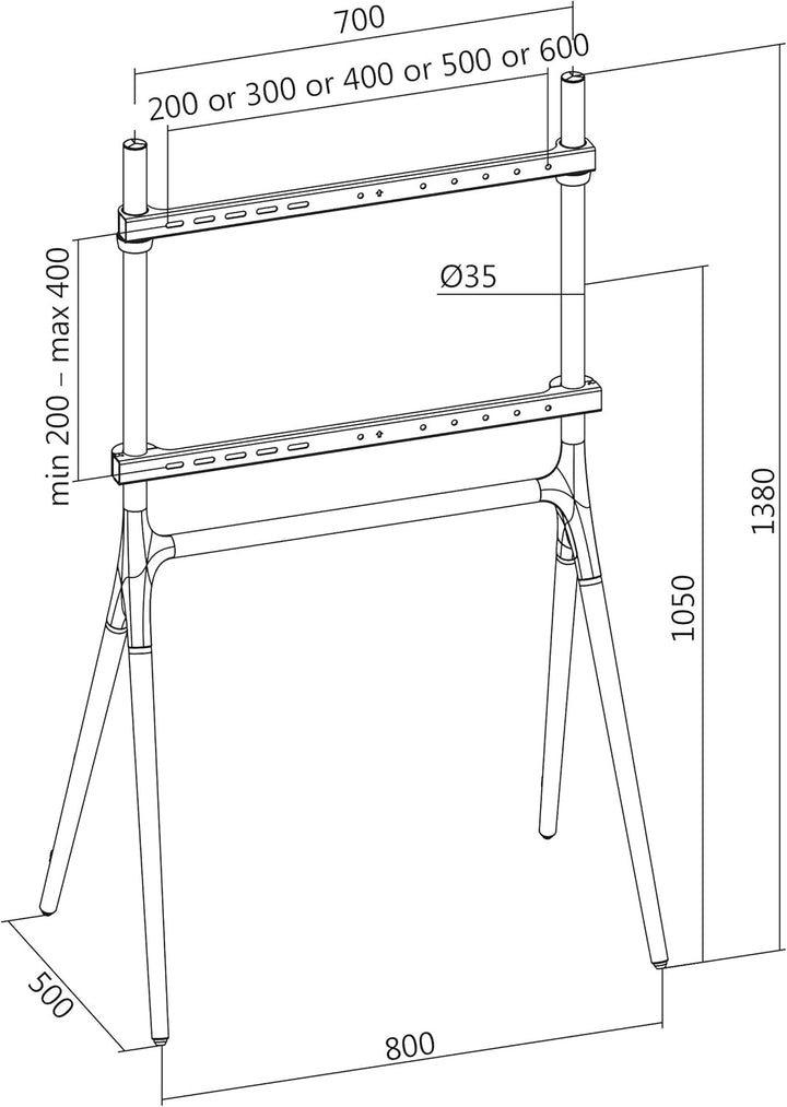LogiLink BP0078 TV-Halterung Ständer (49-70 Zoll) 4 Walnussholz-Beine