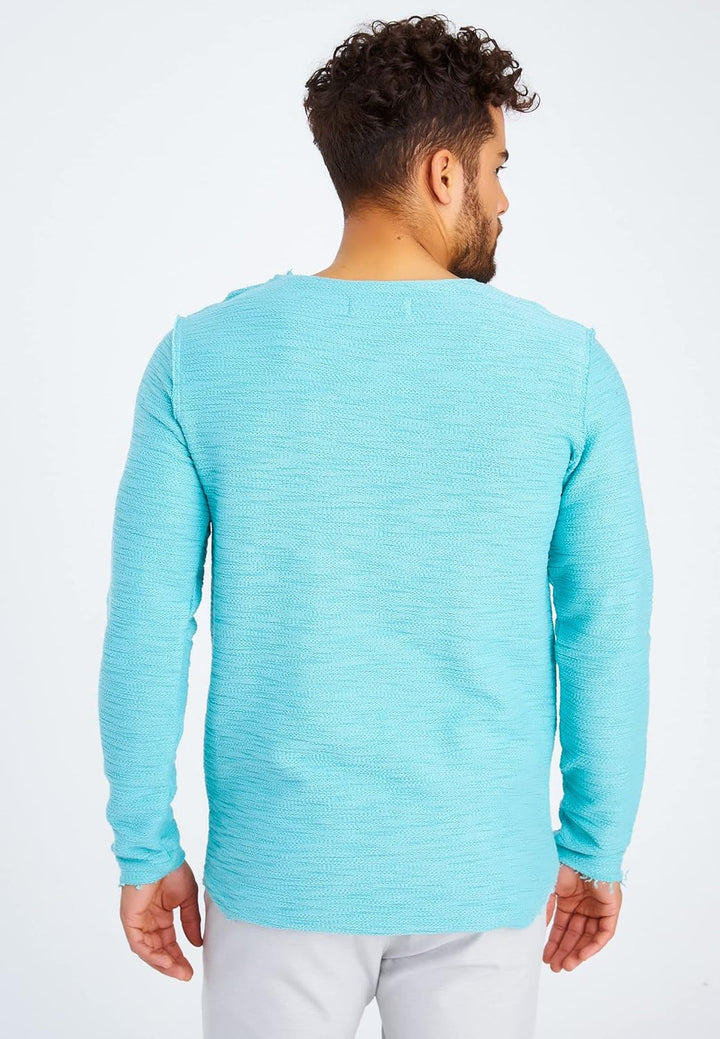 Leif Nelson Herren Pullover Rundhals-Ausschnitt Schwarzer Männer Longsleeve dünner Pulli Sweatshirt