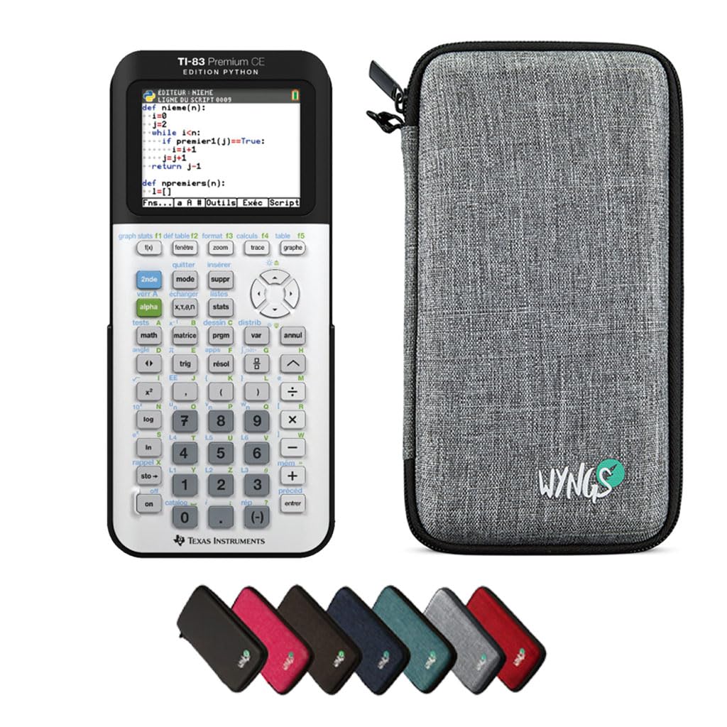 CALCUSO Sparpaket: TI-83Premium CE Python + WYNGS Schutztasche hellgrau + Erweiterte Garantie von CA