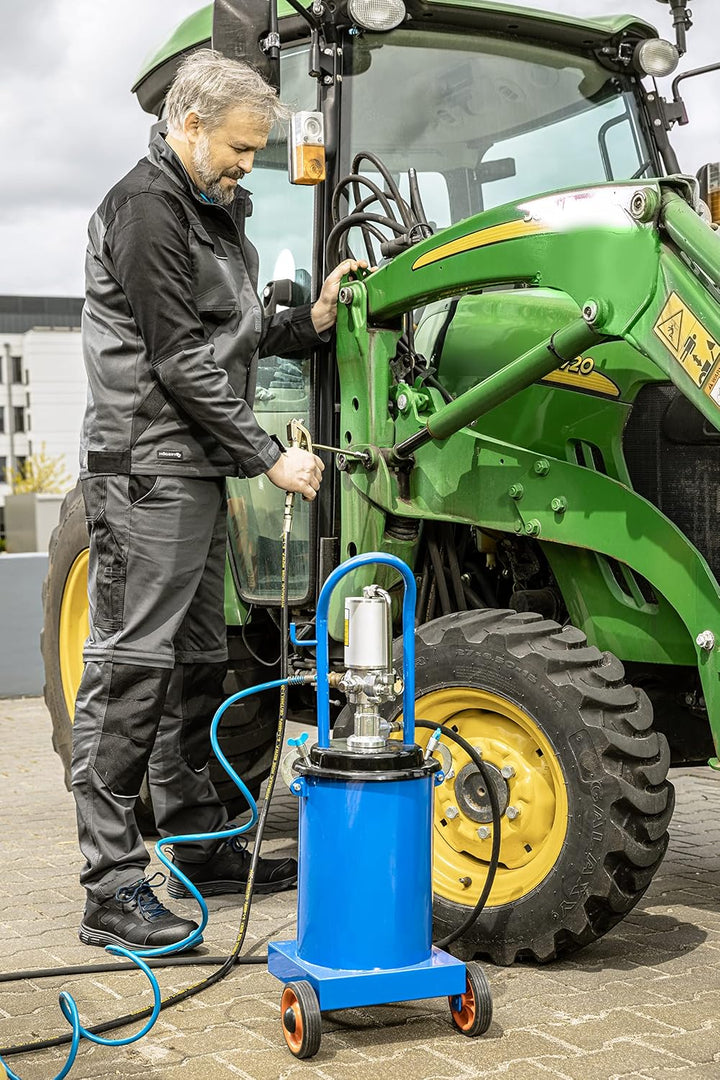 Högert Technik - Pneumatischer Fettpresse 12l | Stahltank | Pneumatische Fettpump Fettfüllpumpe | 30