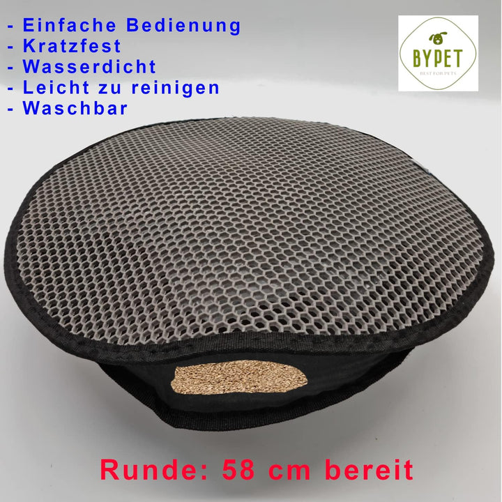 BYPET Katzenklo Matte, 58 cm Runde Katzenklo Katzenstreu Matte Unterleger Vorleger Waben Design wass
