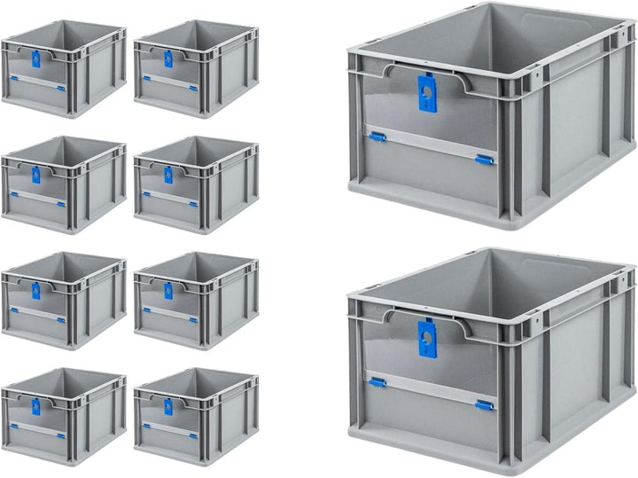SparSet 10x Eurobox NextGen Insight Cover | HxBxT 22x30x40 | 20 Liter | Niedrig/Blau | Eurobehälter,